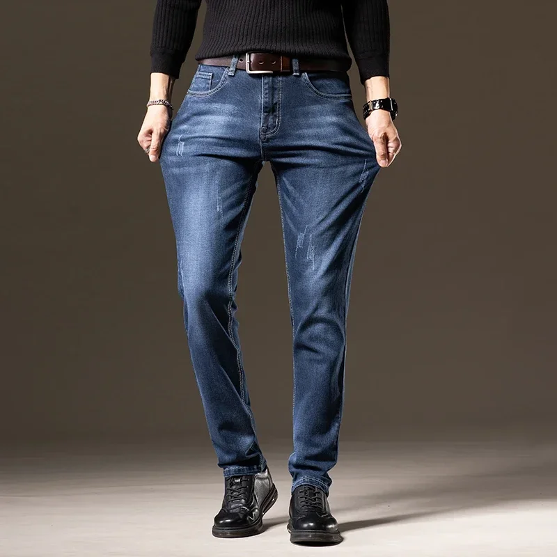 Spring and summer Men Jeans Slim Straight Wave Brand Men's Long Trousers Teachwear Homme Sexy Stretch Pants