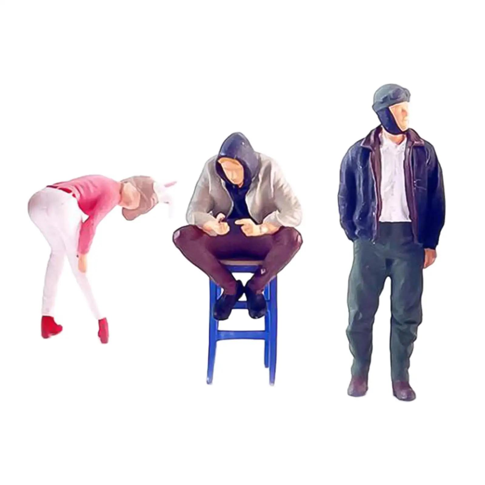 3 peças escala 1:64 mulheres homens figuras modelo de personagem dioramas colecionáveis modelo de pessoas minúsculas para cena em miniatura layout de trem