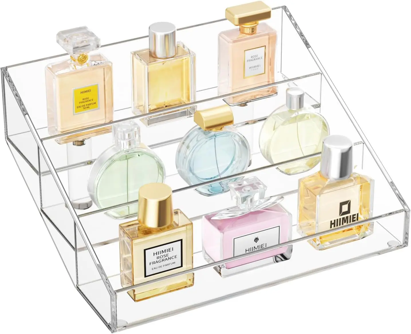 

Modern acrylic transparent perfume storage box three-layer display lifting frame injection molding rectangle