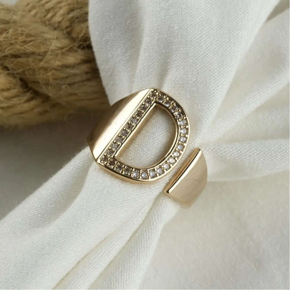 Outlets Letter Zircon Cubic Zirconia Luxury Ring