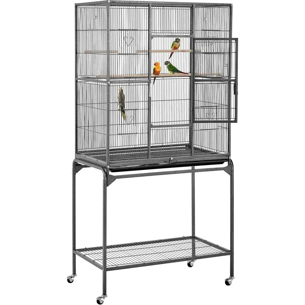 

Большая кованая клетка на колесиках 63 дюйма для африканских попугаев, мелких попугаев и канареек