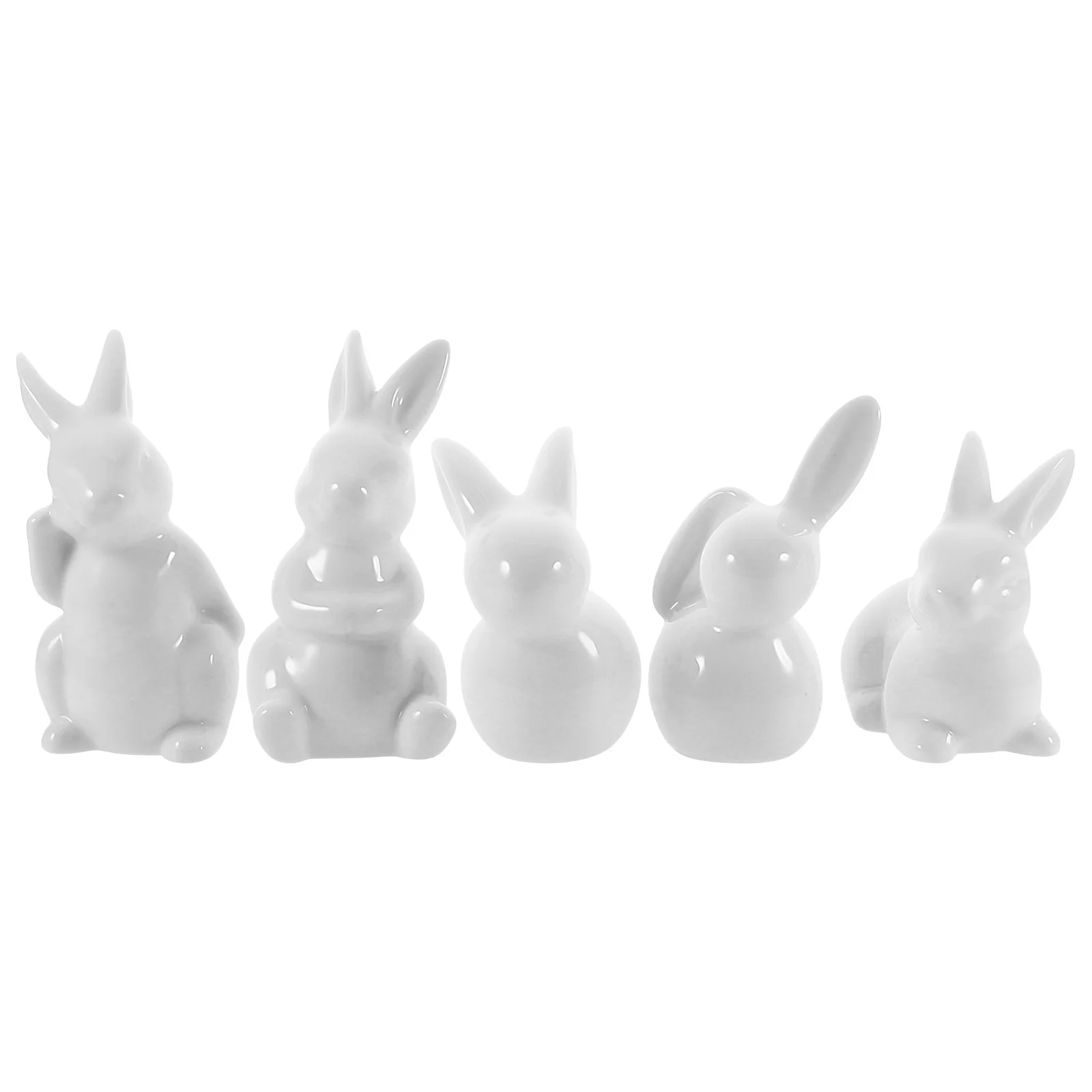 

5Pcs Ceramic Bunny Decoration Creative Rabbit Shape Perfect for Indoor Outdoor Garden Desktop Micro Landscape Setup