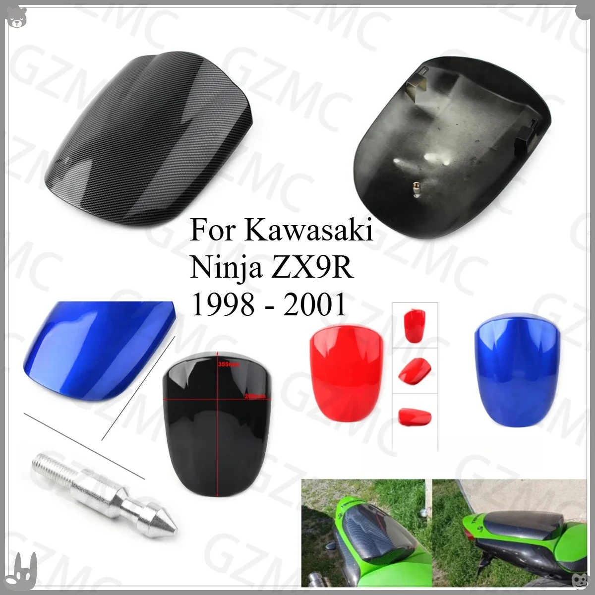 カワサキ・ニンジャ-zx9r-zx-9r-1998-1999-2000-2001年式用、リアシート・テールウィングカバー、後部乗客用ヘッドカバー、シートフェアリング