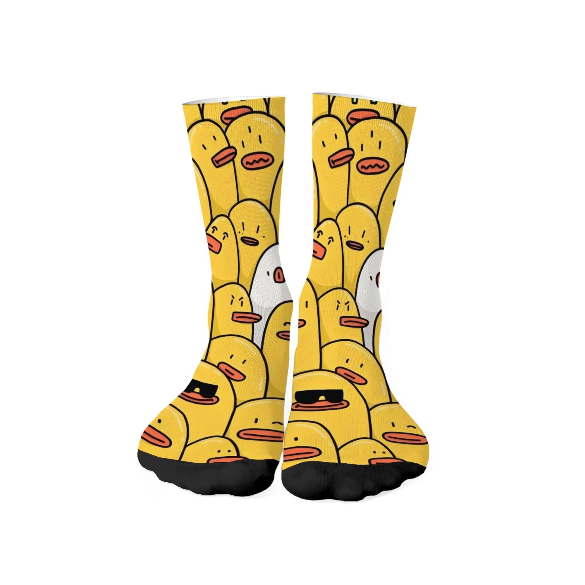 Calcetines divertidos con estampado de pato de dibujos animados para hombre, cómodos, transpirables, antideslizantes, novedad, calcetines retro Harajuku, regalo de fiesta y vacaciones