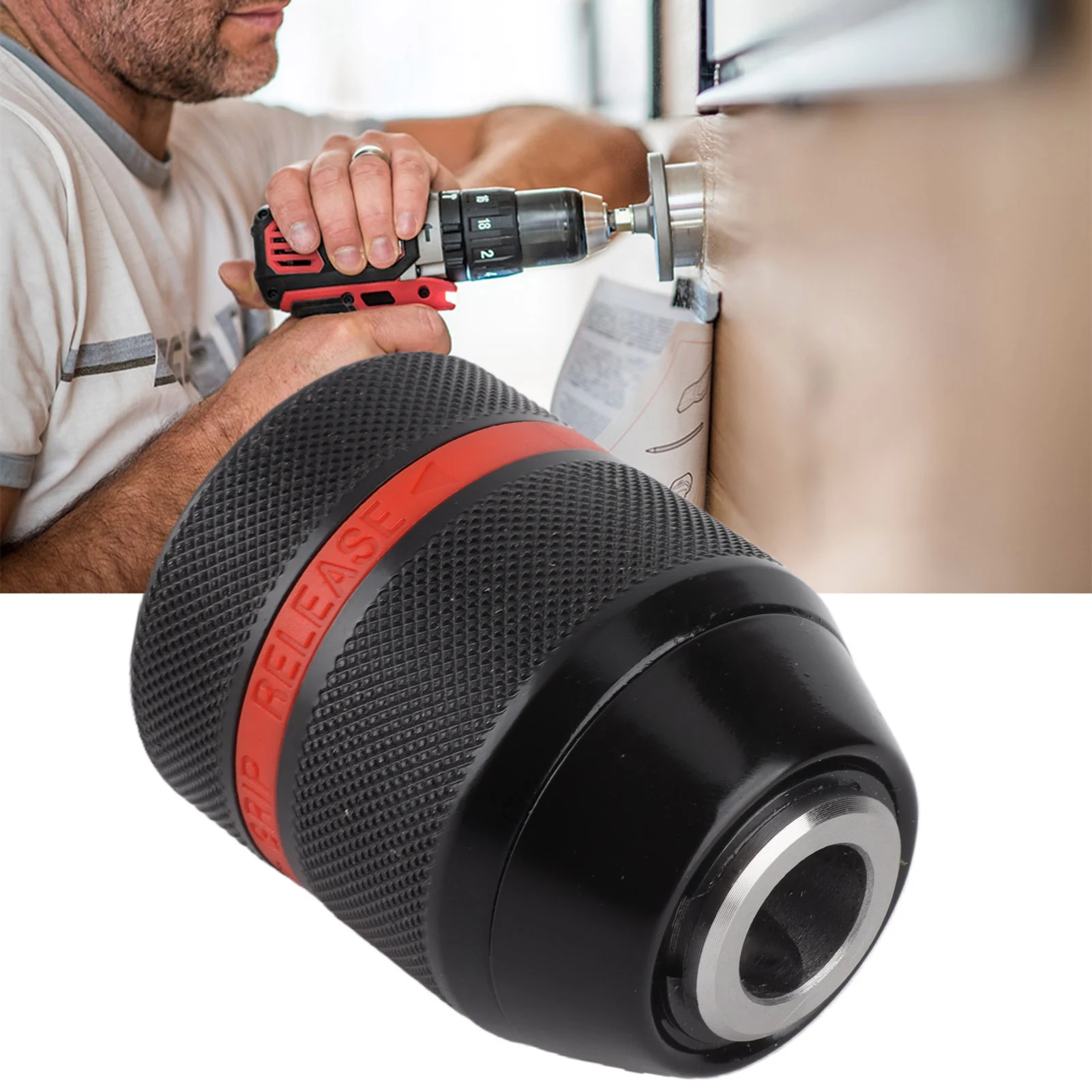 Drill Chuck Easy To Loose 1/2-20UNF Easy To Install Keyless Hand Drill Chuck Self-tighten Drill Chuck for Multiple Purposes