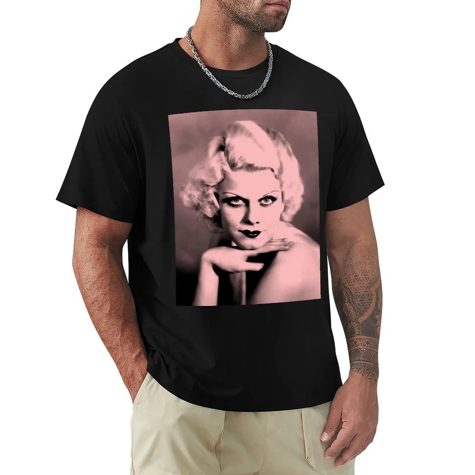 Jean Harlow in pink and black T-Shirt Plus Size Loose Fit T-Shirt