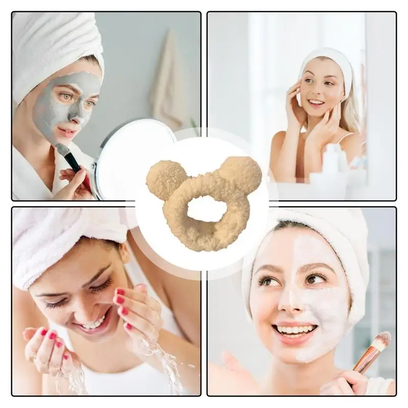 Повязка на голову для мытья лица, мягкая и приятная для кожи повязка на голову с милым дизайном, косметические товары для девочек для умывания лица по дому