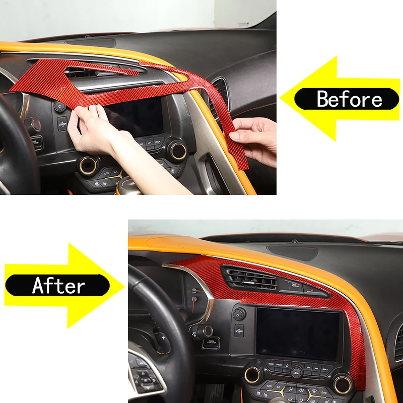 For 2014-2019 Chevrolet Corvette C7 soft carbon fiber car styling central control air conditioner outlet frame cover auto parts