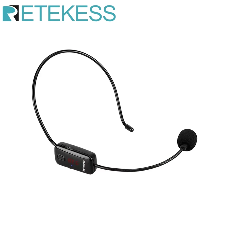 Retekess TR503 Wireless Microphone Condenser Headset Megaphone Radio Mic FM 87-108MHz For Loudspeaker Teaching Meeting Guide