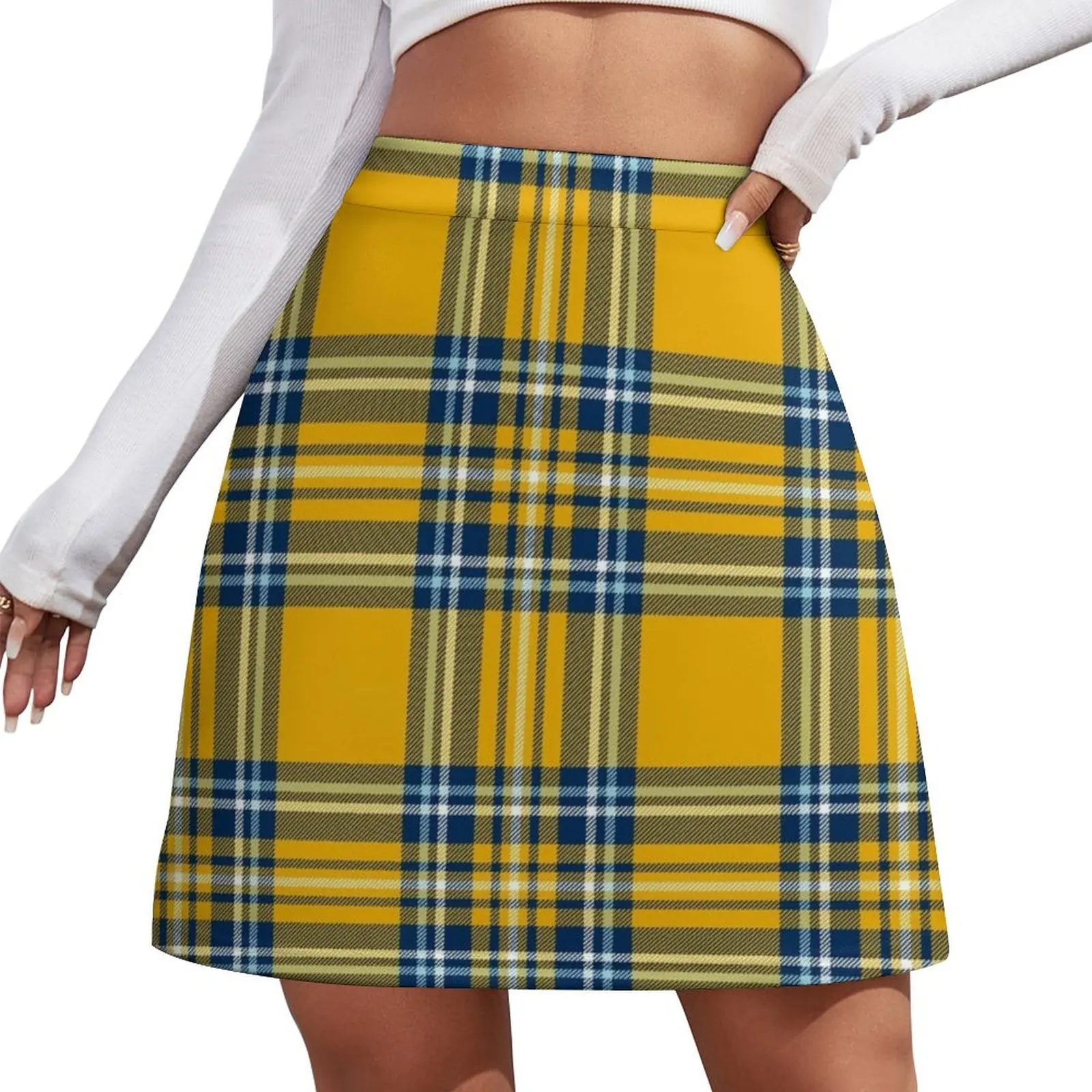 

Blue Gold White Tartan (2a) Mini Skirt korean style clothes women 2026 luxury clothes women women clothes