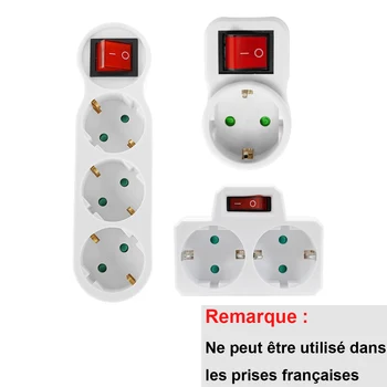 Euro EU Extend Socket With ON/OFF Switch 4.8mm 2 Pin European Standard Grounding Schuko Socket Power Extension Plug Converter