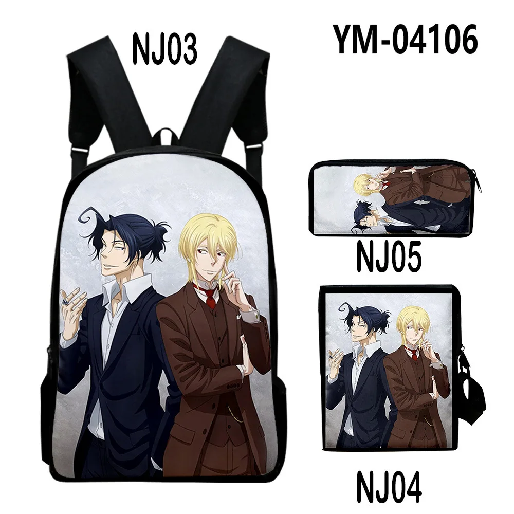Creative Youthful Moriarty the Patriot 3D Print 3pcs/Set Student Travel bags Laptop Daypack Backpack Shoulder Bag Pencil Case