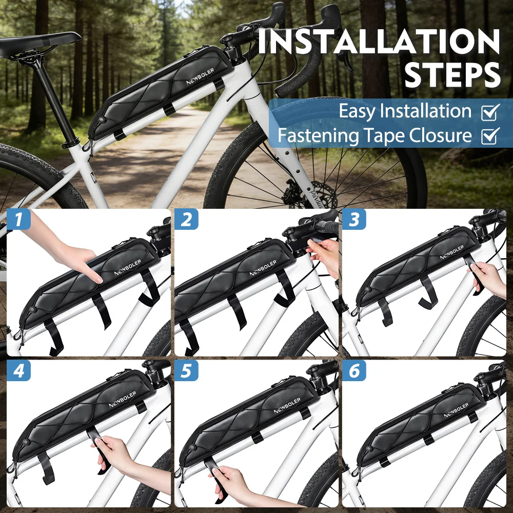 NEWBOLER 2L Fahrradtasche, tragbare Rahmentasche für den Vorderrohr, MTB-Rennrad-Gepäcktasche, große Kapazität, ultraleichte Fahrradtasche – Detail 13