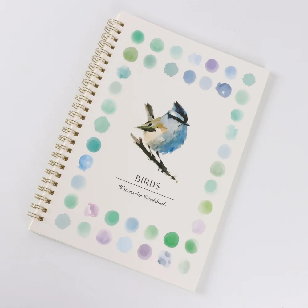Livro para colorir em aquarela para adultos - Encontrar em espiral, contém pássaros, flores, plantas e animais, presente perfeito para as feriados