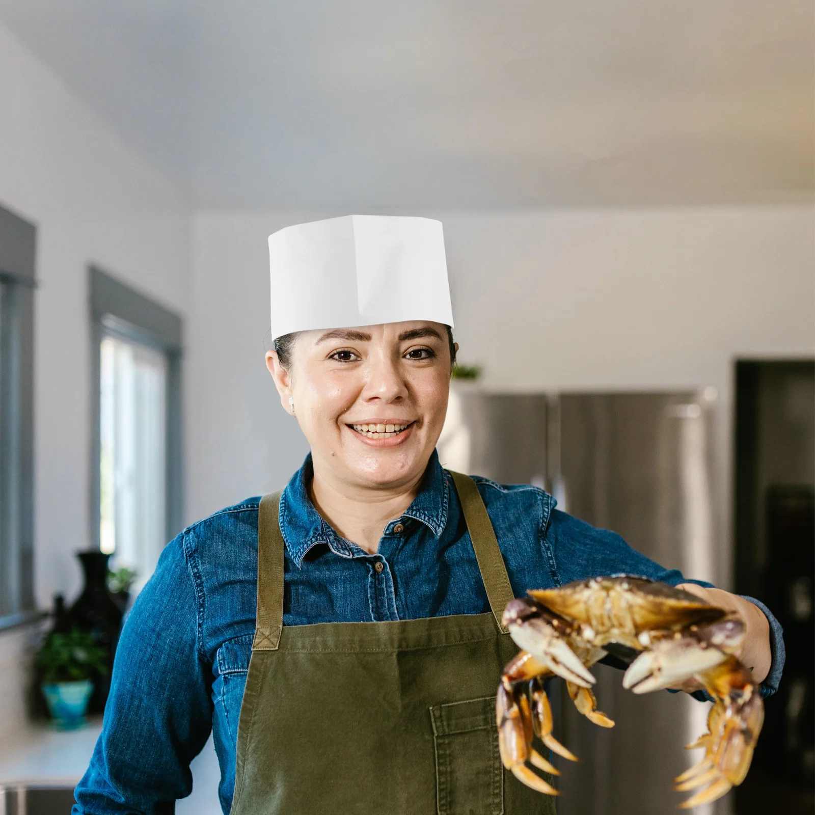 Chapéu de chef de papel descartável, 20 peças, chapéu de servidor de comida, acessórios de cozinha para casa, restaurante, boné temático