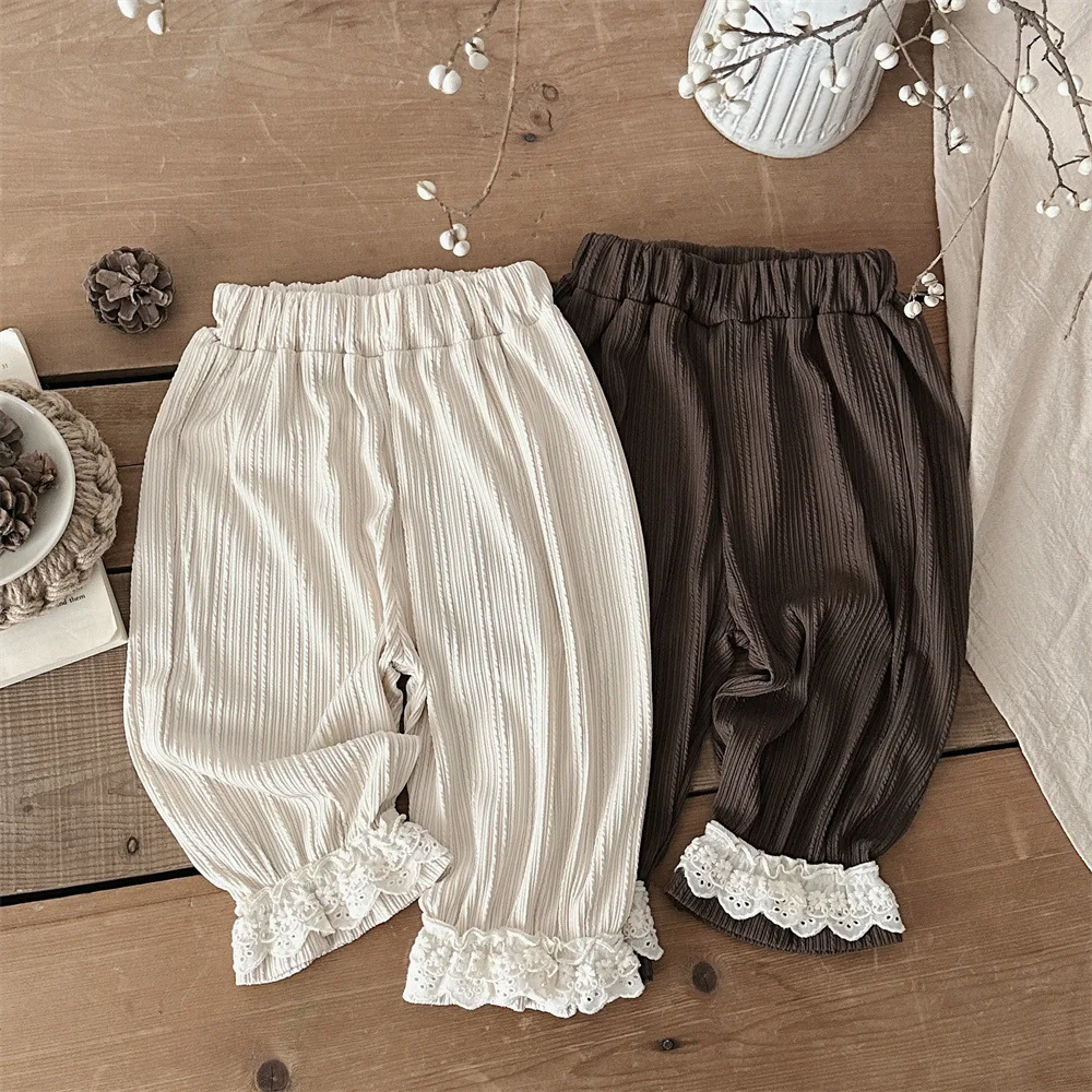

Summer New Baby Pants Korean Kids Spring Cotton Loose Girls Lace Trouseres