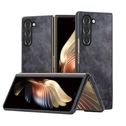 Samsung Galaxy Z Fold 7/6/5/4/3/5G用プレミアムPUレザーケース、傷防止ソリッドカバー