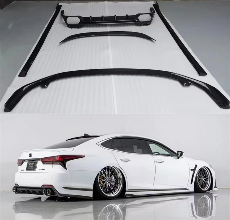 For Lexus LS350 LS500 2017-2019 High Quality Real Dry Carbon Fiber Front Lip Rear Diffuser Bumper Side Skirt Spoiler Body Kit