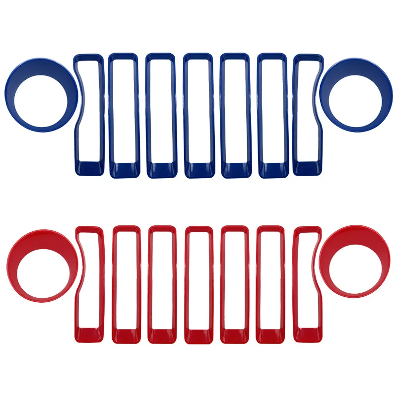 Dla 2018-2022 Jeep Wrangler JL kratka z siatki Grill wkładka + reflektor włącz pokrywa na światła wykończenia JL JLU dla Jeep Gladiator JT (czerwony)
