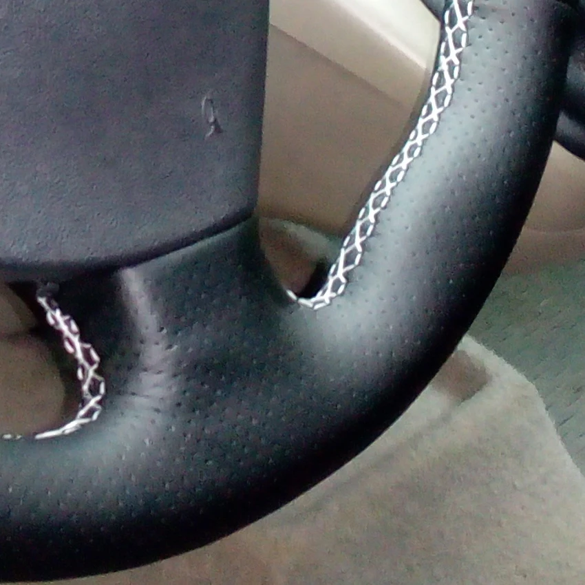 Black Faux Leather Car Steering Wheel Cover for Renault Megane 2 2002-2009 Scenic 2 2003-2010 Kangoo 2 2008-2013