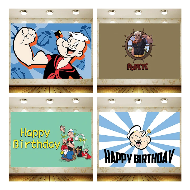 Popeye the Sailor Backdrop Boy Birthday Party Supplies Banner room Decoration Background Photography