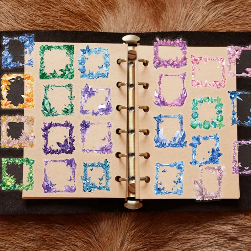 50 Stück Schmetterling-Rahmen Graffiti-Aufkleber Transparente Kristall-Ästhetik PET für DIY Scrapbook Gepäck Notizbuch Journaling
