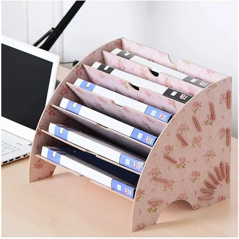 

6-уровневый белый деревянный настольный органайзер для букв, почты, журналов и документов