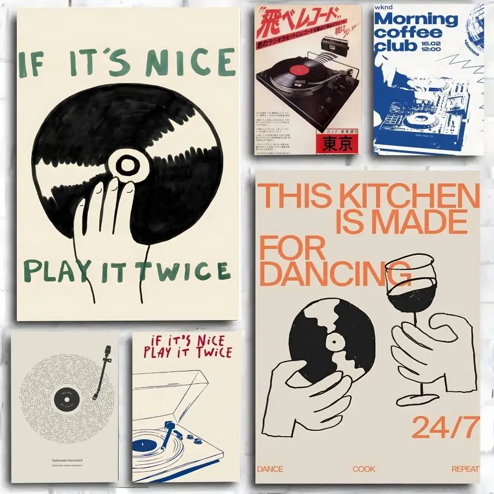 Retro Fashion Play It Twice Plattenspieler-Poster, Kunstdruck im Anime-Stil, Heimdekoration, ideales Geschenk, perfekte Raumdekoration