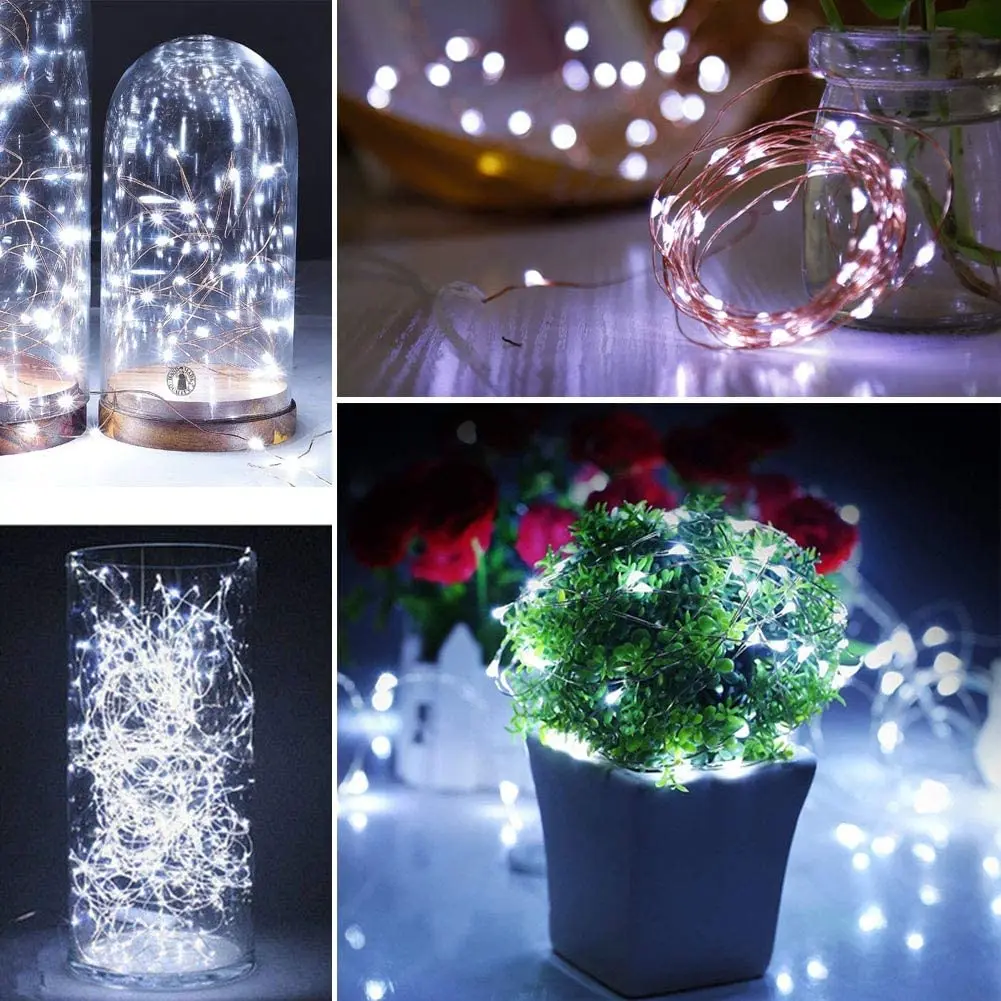 12v conduziu a corda 10m 20m 30m do fio da tira das luzes de fadas luz de natal do feriado branco morno rgb guirlanda luces para a decoração do casamento