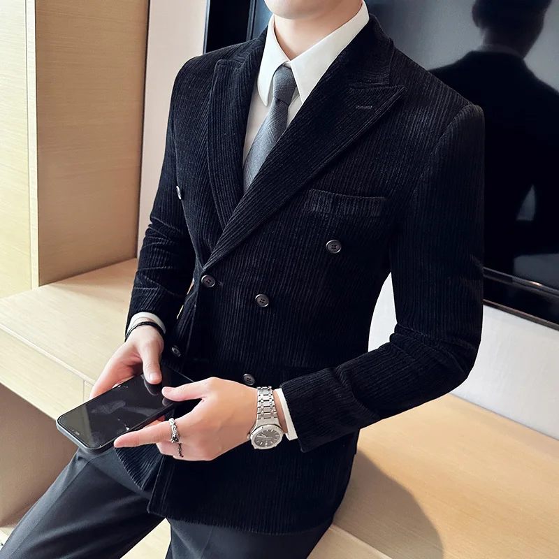 Brand Clothing Men\'s Corduroy Suit Jackets/Male Slim Fit Fashion High Quality Tuxedo/Man Spring Autumn Blazers Office Dress