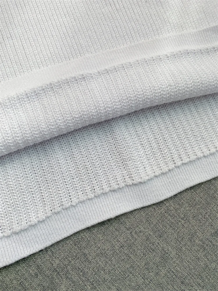 Damska koszulka z dzianiny z klapami, krótkie rękawy, modne, codzienne bluzki damskie.