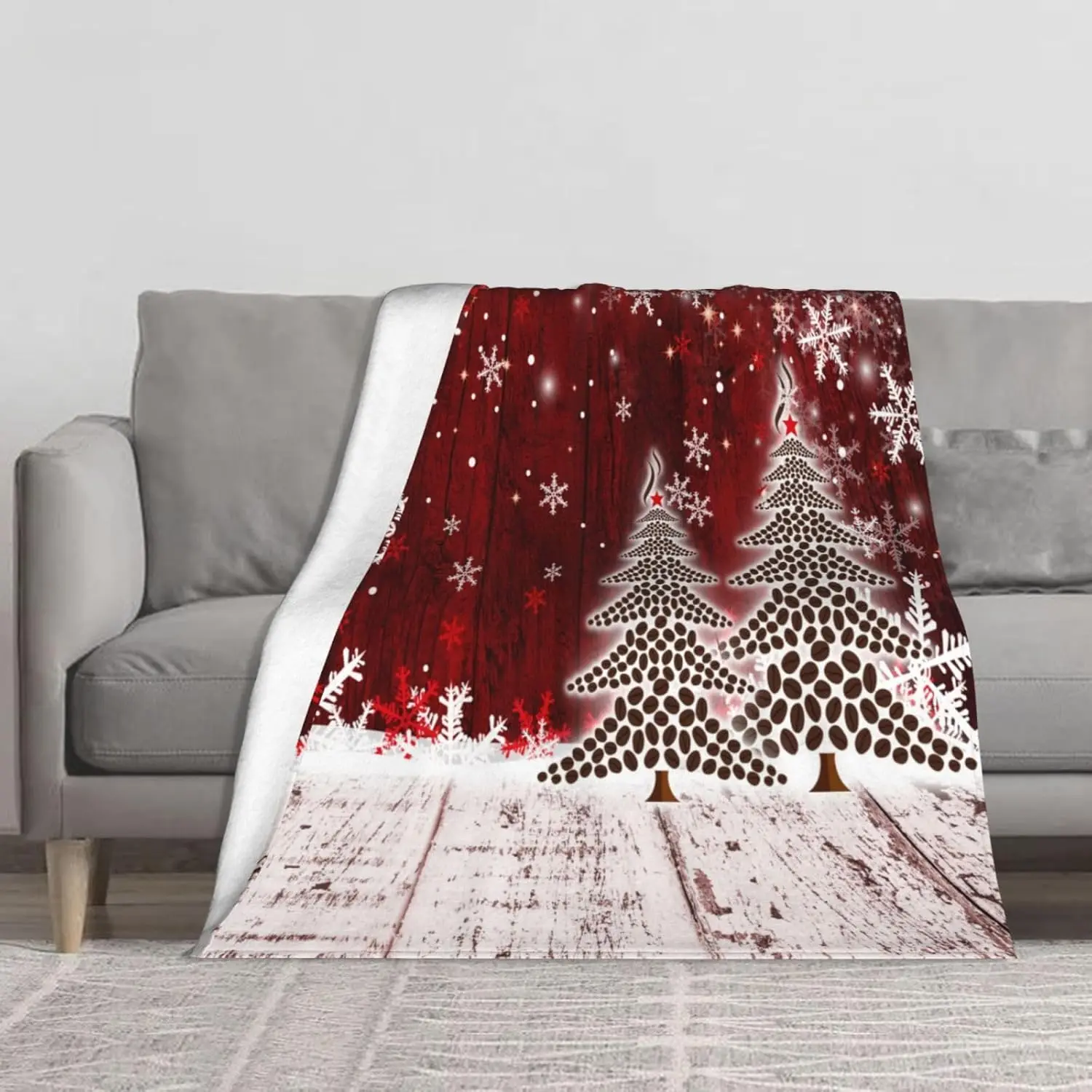 

Throw Blanket Christmas Xmas Tree Snowflake Bed Soft Lightweight Fluffy Warm for Sofa Couch All Seasons Cozy Cover Quilt
