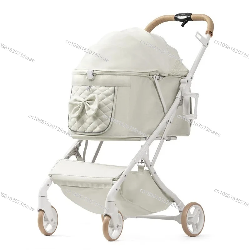 Outdoor Pet Pram One Click Folding Stroller Dog Cat Lightweight Trolley Small Pets Travel Breathable Puppy Supplies