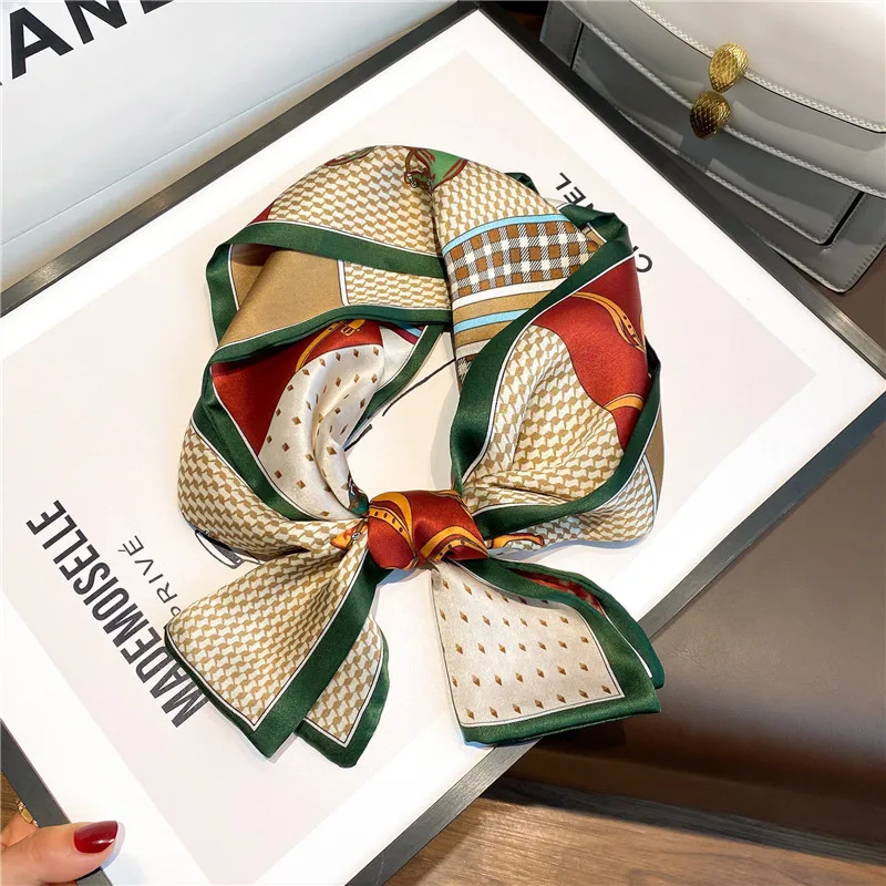 100% Real Silk Luxury Satin Scarf Women Print Spring Neck Tie Female Hair Band Bag Wrist Foulard Bandana Headkerchief Ribbon