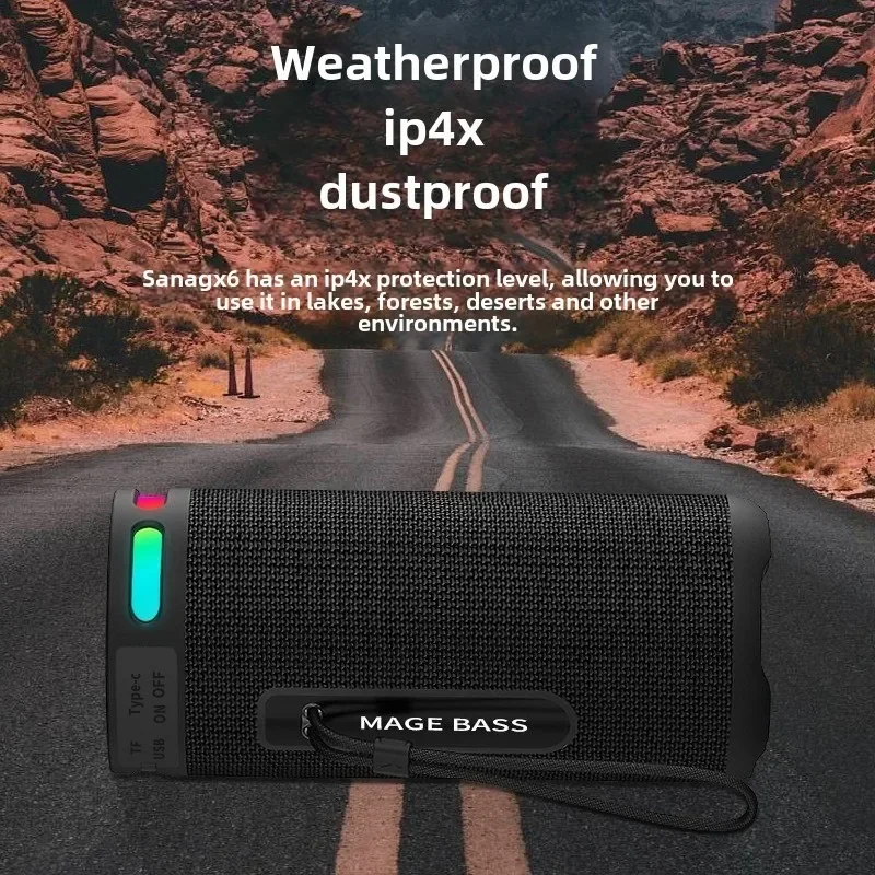 NUEVO Altavoz Bluetooth inalámbrico con luz RGB, altavoces duales, subwoofer, portátil para exteriores, altavoz impermeable portátil