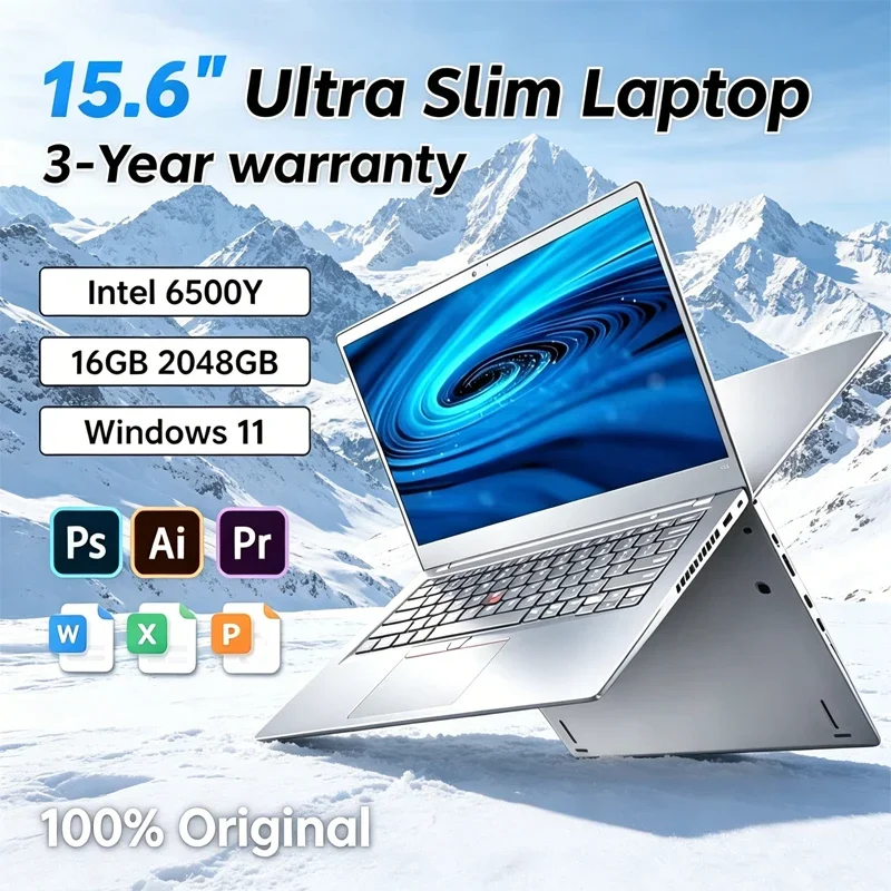 

Lightweight 15.6 Laptop Intel 6500Y 32GB RAM 2TB SSD 5000mAh Windows 11 Backlit Keyboard Fingerprint for Business & Gaming
