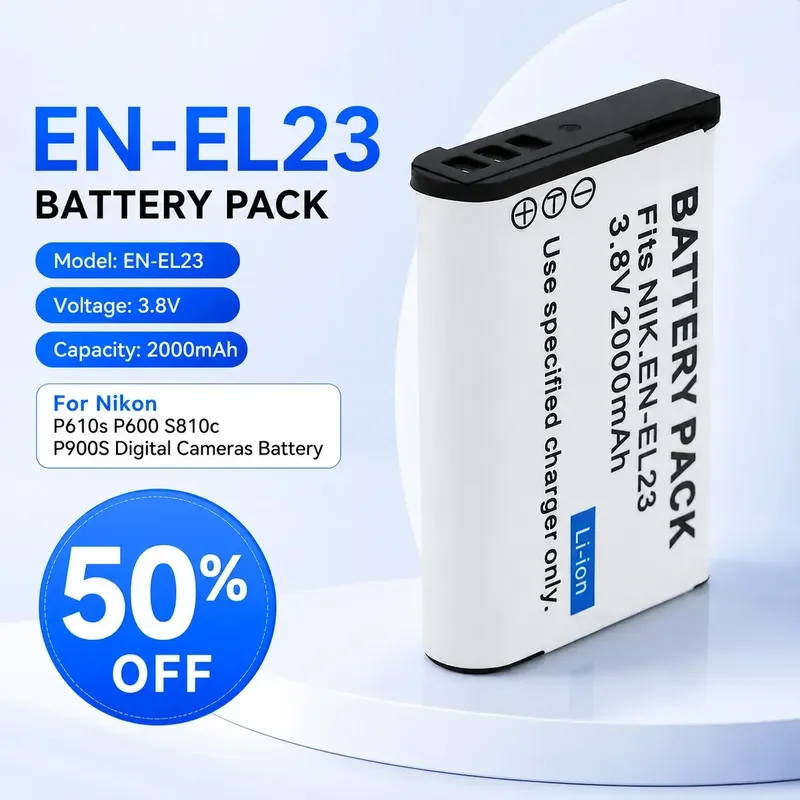 

EN-EL23 3.8V 2000mAh Li-ion Battery for Nikon P610s P600 S810c P900S Digital Cameras Battery Pack Rechargeable Li-ion Camera