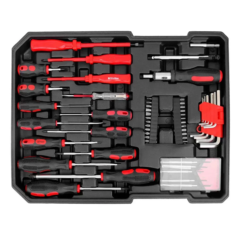 399-Piece Chrome Vanadium Steel Hardware Repair Tool Set with Large Double Wrench Black Luggage Tool Box for Auto Repair Shop view 3