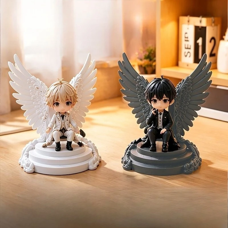Nordic Style Angel Wings Statue Creative Desktop Display Stand for Living Room Bedroom Office Aesthetic Home Decor Figurine Gift