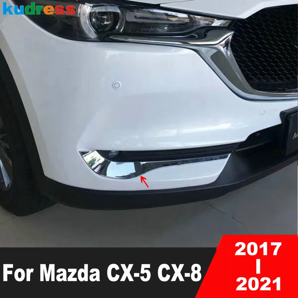 

Front Fog Light Lamp Eyebrow Cover Trim For Mazda CX-5 CX5 KF 2017-2021 CX-8 CX8 2017-2023 Chrome Car Foglight Eyelid Trims
