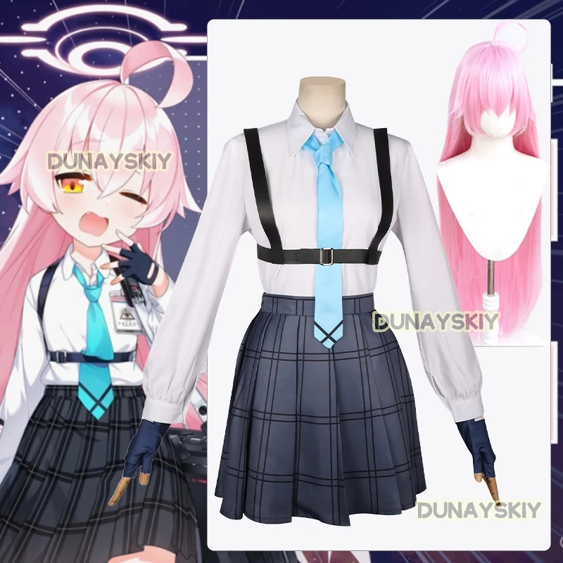 

Игра Синий Архив ‌ Takanashi Hoshino костюмы для косплея аниме Jk школьная форма розовый комплект париков аниме ролевая праздничная одежда-025