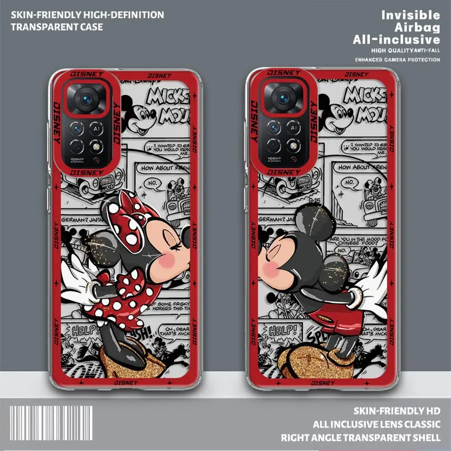 Disney Minnie Mickey Phone Case for Xiaomi Redmi Note 12 Pro 10 11 13 Pro Plus 10Pro 11Pro 9 9s 10s 11s 12s 9Pro Soft Cover Capa