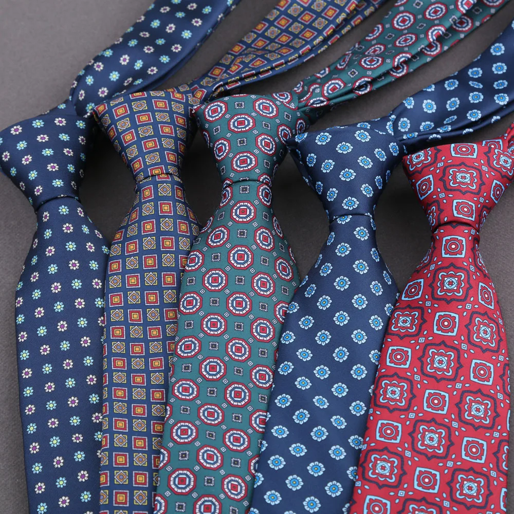 Classic Neck Tie Men's Imitation Silk High Quality Ties Soft Novel Polka Dot Floral Neckties Business Wedding Accessories Gift