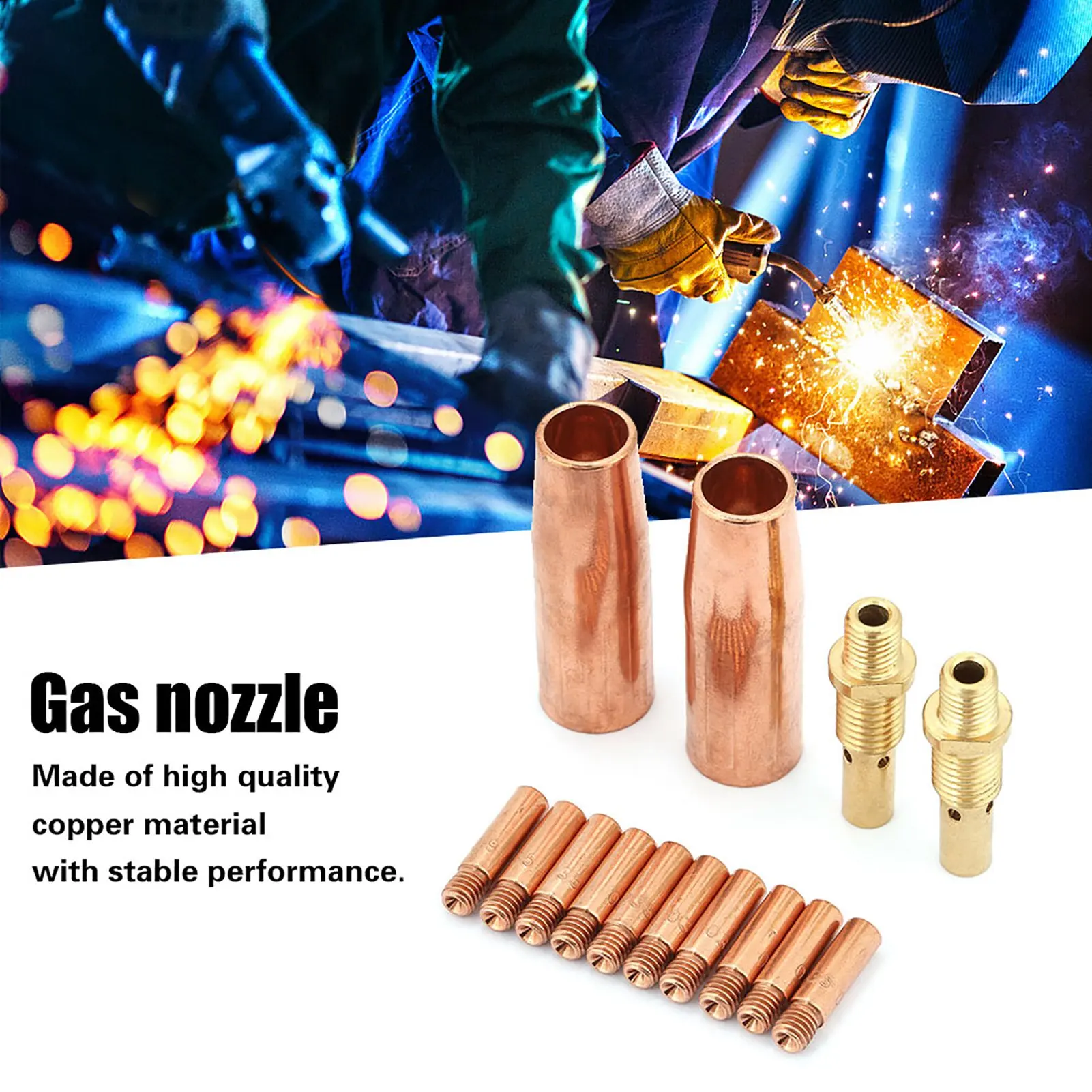 

Газовый диффузор, контактный наконечник, 14 шт./компл. комплект наконечников диффузора сопла для сварочного пистолета Tweco MIG