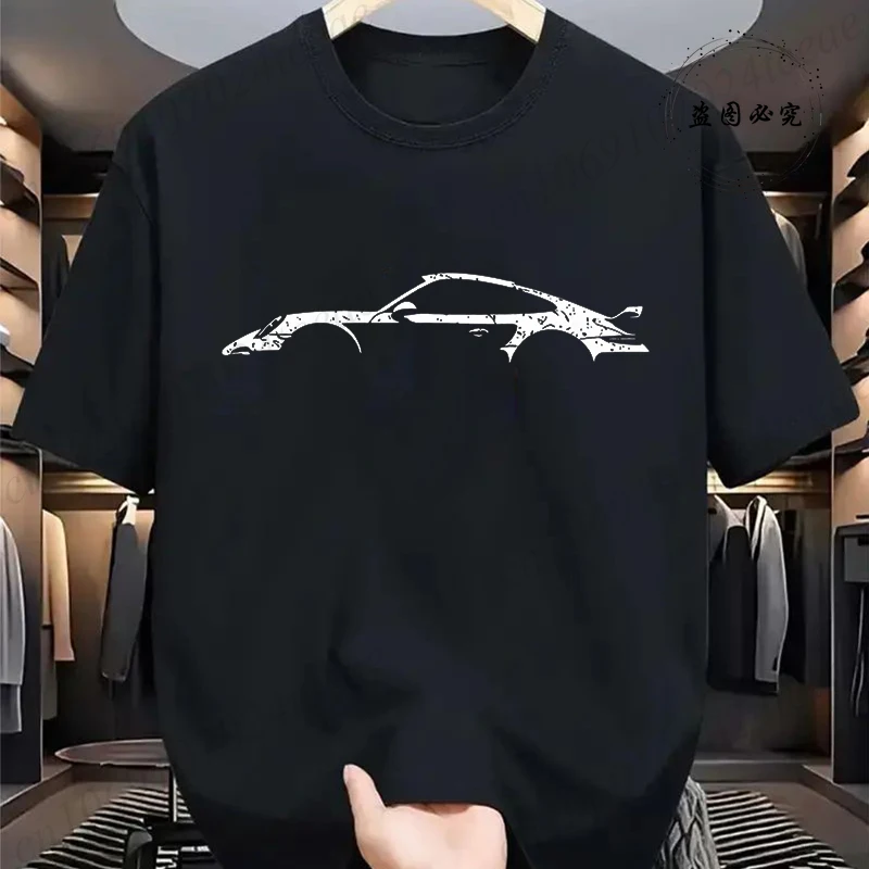 Summer Men T-shirt Minimalist Style Race Car Print T-Shirts Men High Quality Cotton T Shirt for Men Short Sleeve Male Tee 260gsm