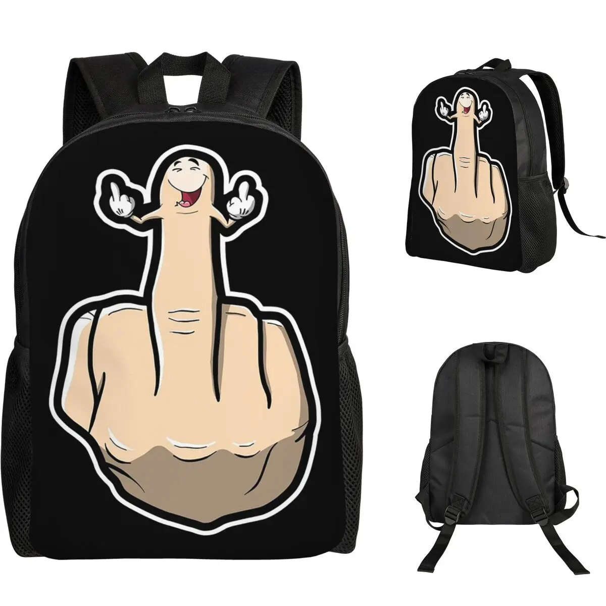 

Hand Gesture Design Middle Finger Shows Middle Fingers Student Backpack School Bag Hiking Travel Daypack for Boys Girls Bookbag