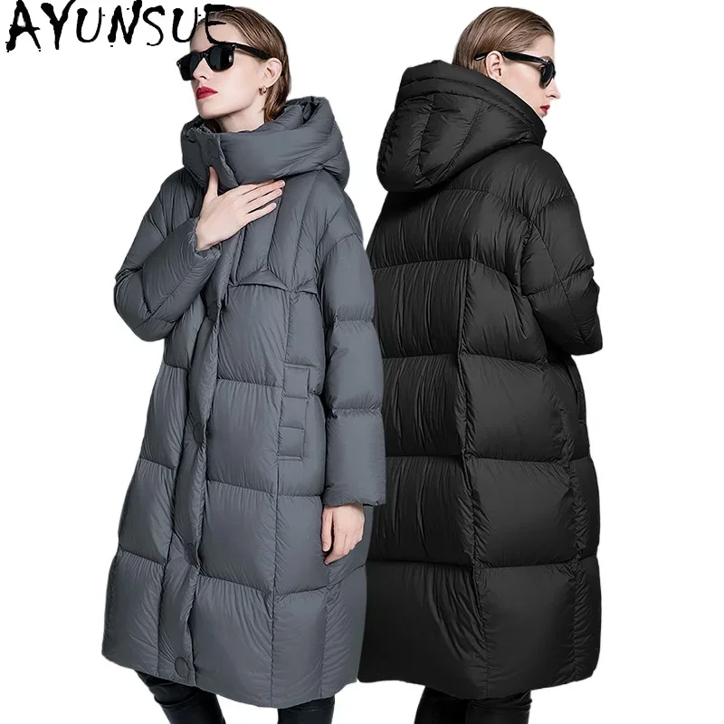 AYUNSUE White Duck Down Puffer Jacket Women Fashion Plus Size Down Coats Winter Long Coat Womans Clothing 2024 Пуховик Женский