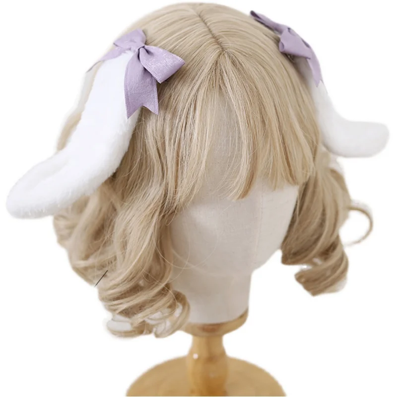 Kawaii puppy Ears Headband Lace Bow Head Wrap Lolita Wedding Party Cosplay Maid Headdress Women Girls Anime Hair Accessories