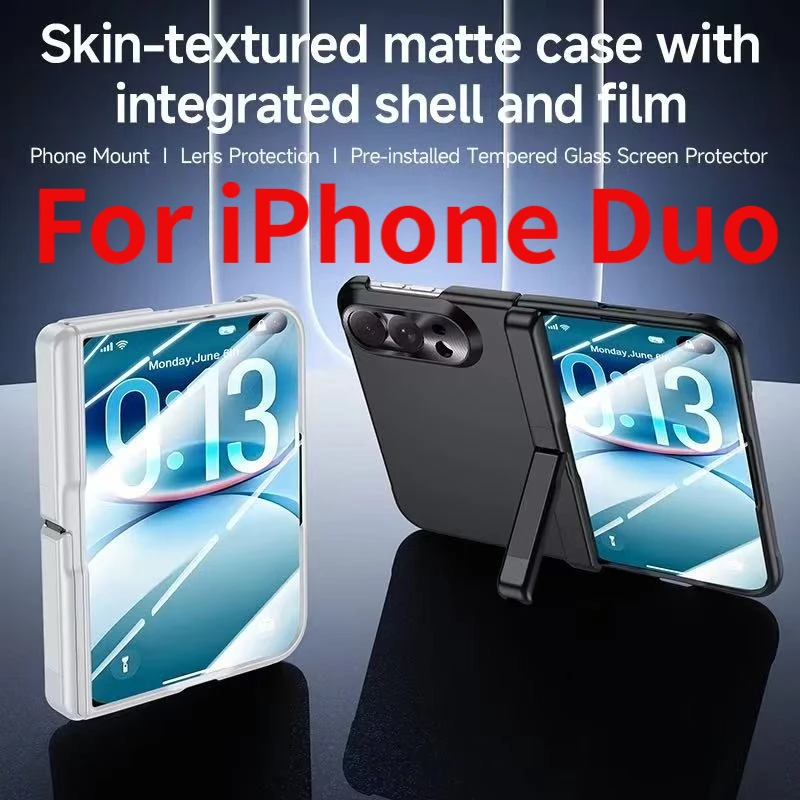 Hot Sale Ins New Stand Protective Case For iPhone Duo Super 18 Folding Shockproof Hard Back Cover with Screen Protector