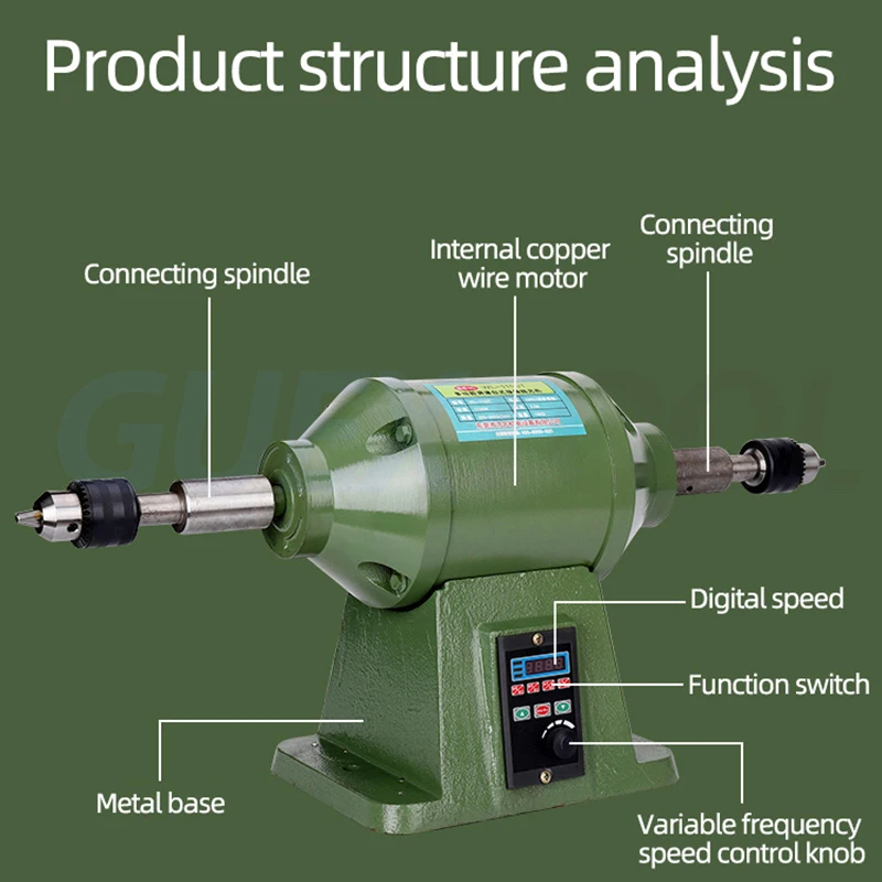 1.5KW多機能テーブルの粉砕機の小型磨く人のデスクトップの電気粉砕用具の速度制御の木工業の磨く機械  彫刻研磨機   小さい多機能のテーブルの粉砕機のヒスイの蜂蜜のワックスの木工業の切断 小型研削盤研削盤